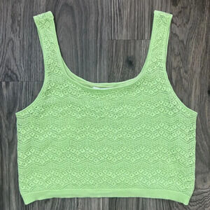 House Of Harlow 1960 Crochet Lace Knit Tank Top Green Size Large NWT